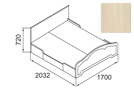  Кровать двойная 1600х2000мм (без матраца) с щитовым основанием «МИЛЕДИ» (модуль №13) ИЖМЕБЕЛЬ РОССИЯ