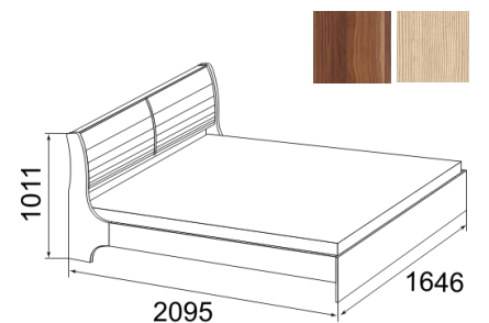  Кровать на 1600 с мягкими элементами «ОЛЕСЯ» (модуль №17) ИЖМЕБЕЛЬ РОССИЯ